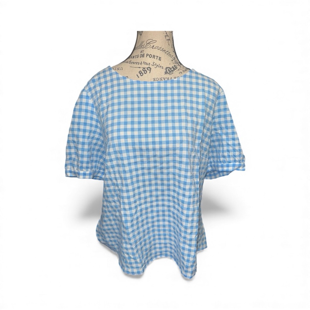 Allegra K Gingham Puff Sleeve Top NWT - Picture 2 of 5